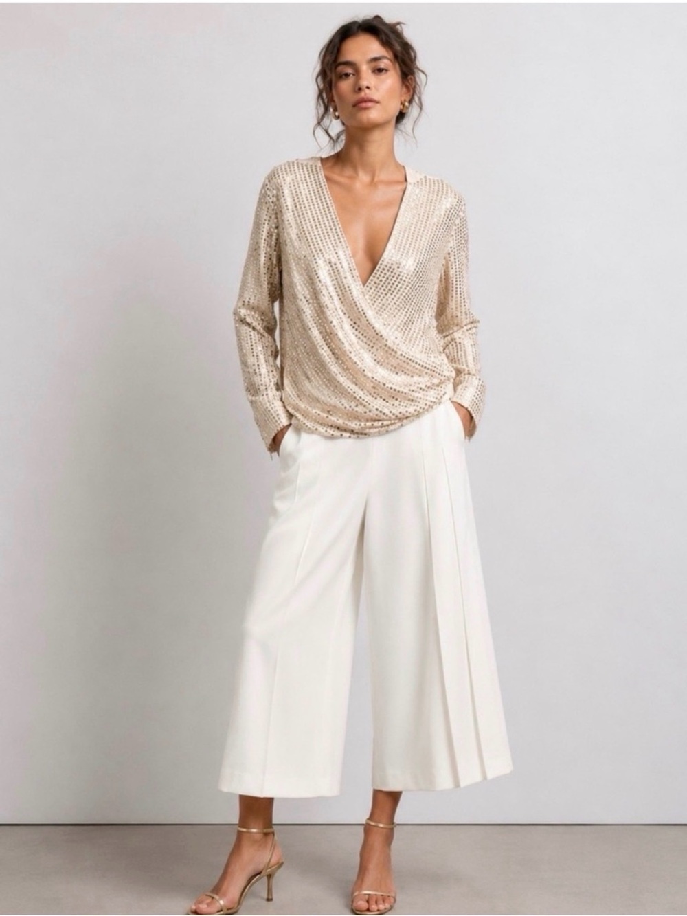 ZARA Gold Sequin Wrap Blouse Top NWT❗️Ref: 3229/869 NWT